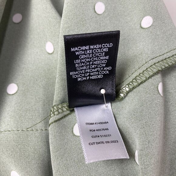 Torrid 2 Moss Green Blouse White Polka Dot Long Sleeve Pockets Button Front Flaw - Picture 12 of 13